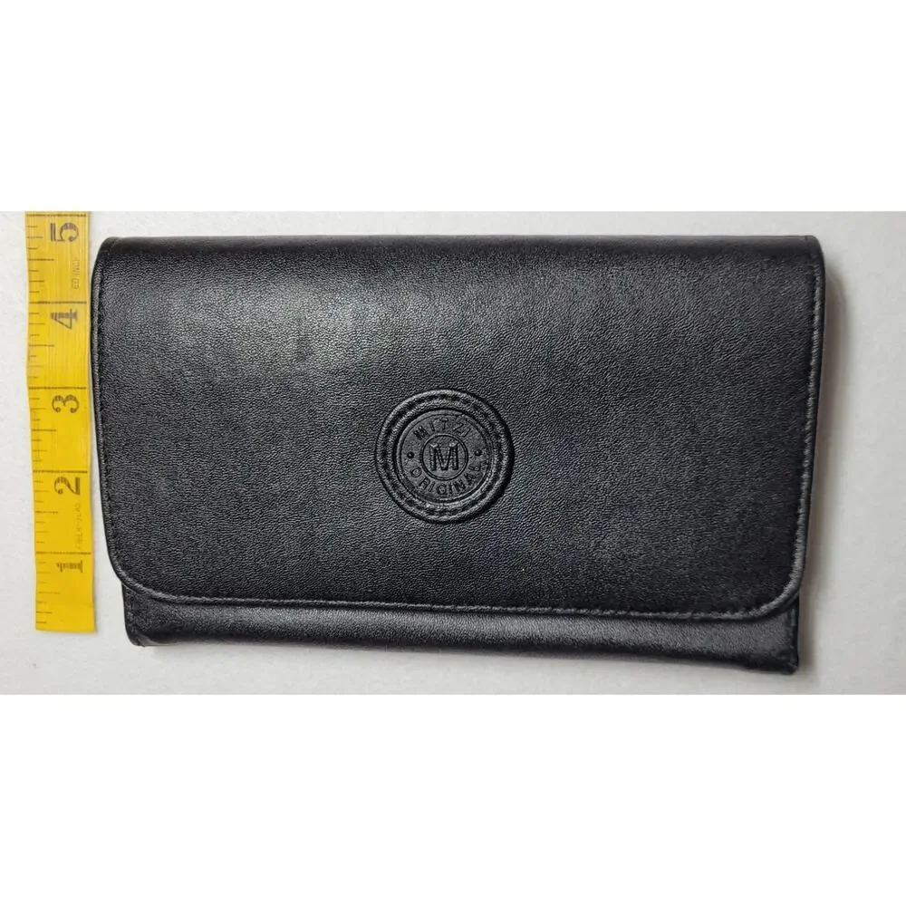 Black Faux Leather Womens Wallet Checkbook Card Holder 8